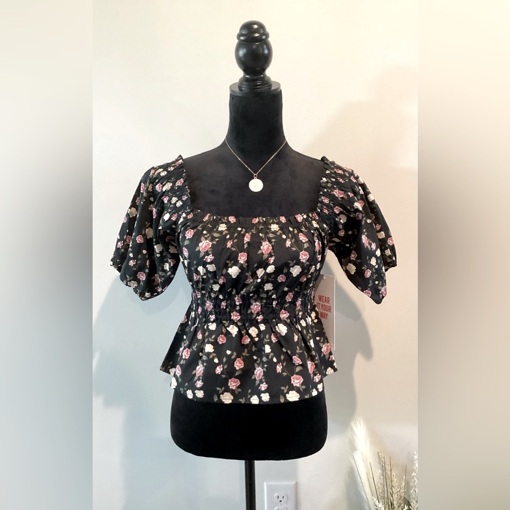 Celebrity PINK Black Floral Top